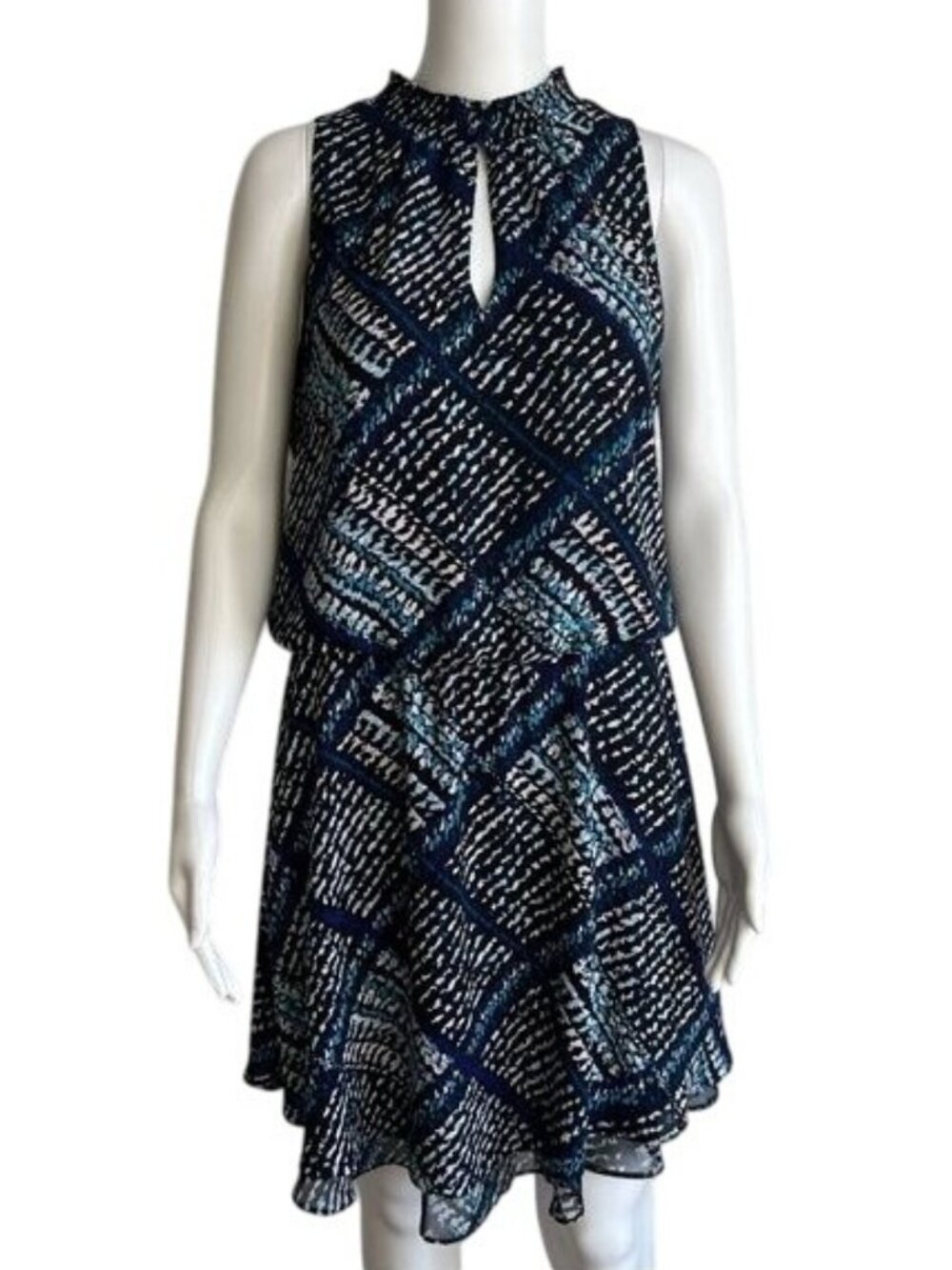 WHBM Sleeveless Dress in Blue Multi - M